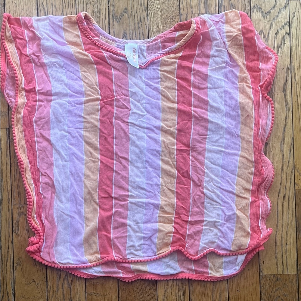 Cat & Jack Pink, Peach & Lavender Striped Swim Coverup